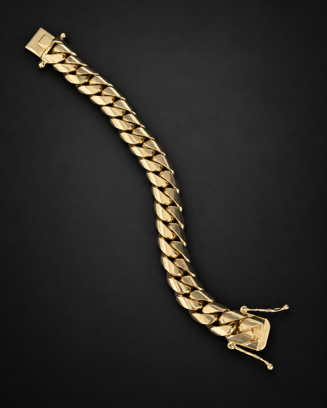 153.1g 10KT yellow gold Miami Cuban bracelet, 16mm wide